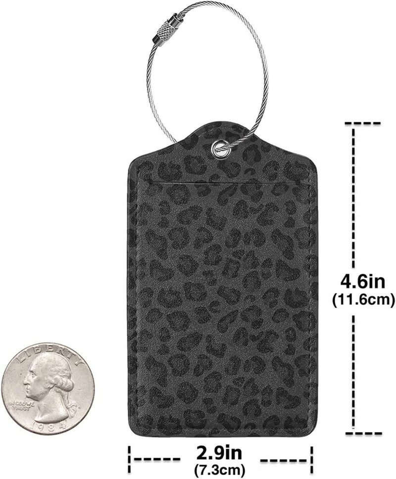 GACCAP 2 Pack Luggage Tags for Suitcase, Privacy Cover ID Label with Stainless Steel and Address Card for Travel Bag Backpack Cruise Ship Essentials Tag Women Girls - Black Leopard Cheetah - Image 4